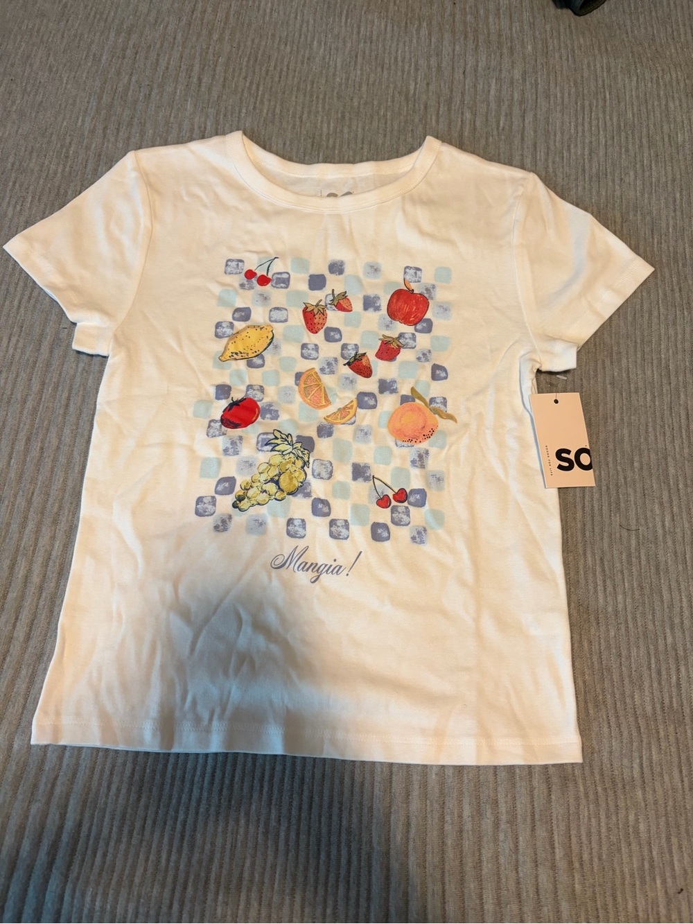 NWT Kohl's SO Food "Mangia" Motif Graphic Baby Tee, Size Large